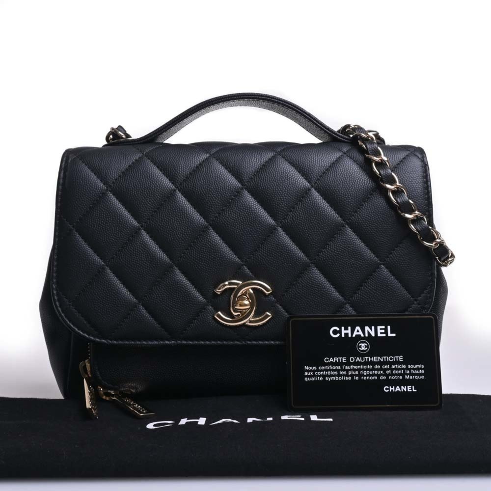 CHANEL Caviar Skin Matelasse Affinity Coco Mark Chain Shoulder Bag Black Women's - Picture 3 of 10